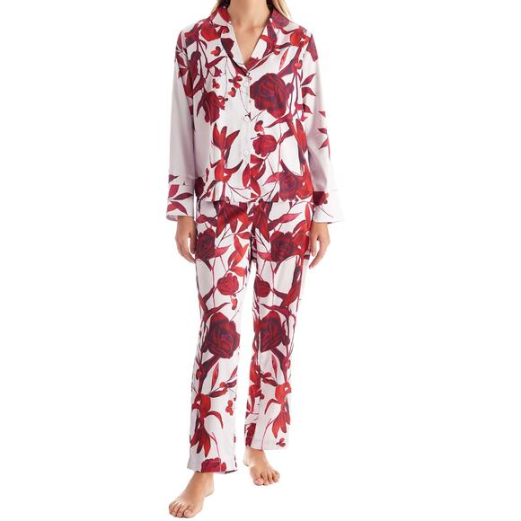 Golden hour Satin Red Flora Pajamas - Picture 2 of 7